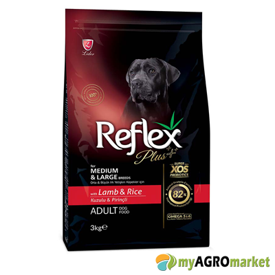 Reflex Plus Medium Large Adult Lamb 3kg super premium σκυλοτροφή