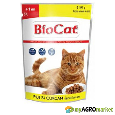 biocat premium υγρη τροφη για γατες φακελακι κοτοπουλο 100γρ