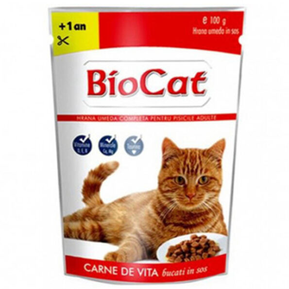 υγρή τροφή για γάτες με μοσχάρι Biocat