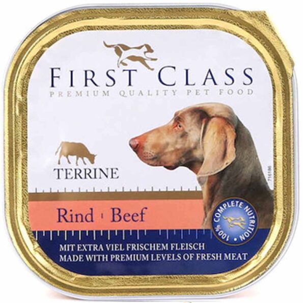 υγρή τροφή για σκύλους πατέ με βοδινό first class