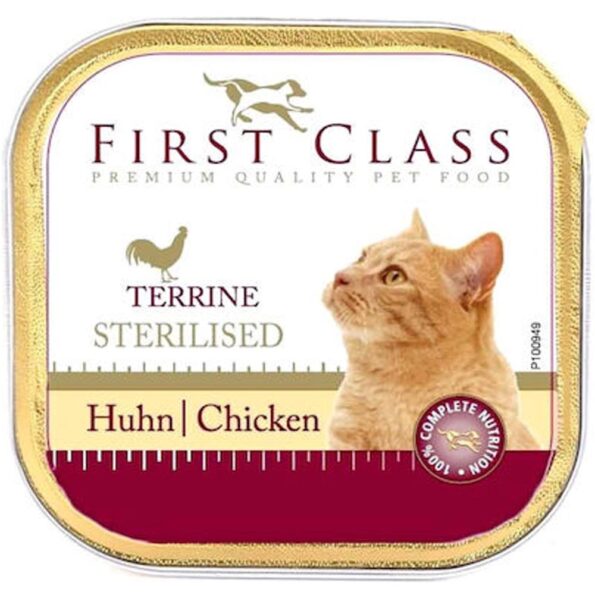 τροφή για στειρωμένες γάτες πατέ με κοτόπουλο 100gr first class
