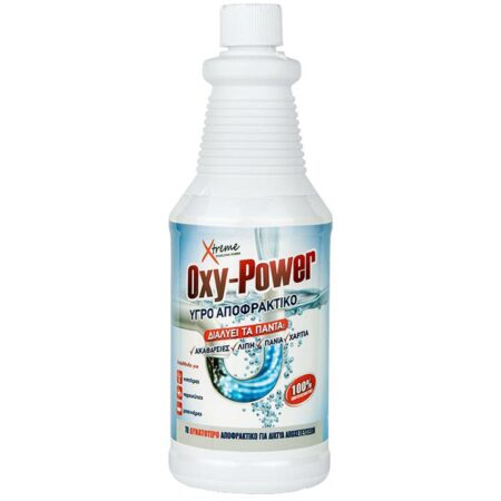 ισχυρό αποφρακτικό υγρό σωλήνων λεκάνης νεροχύτη oxy power 1 λίτρο