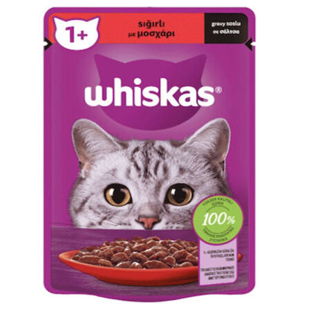 whiskas φακελάκια για γάτες με μοσχάρι σε σάλτσα 85gr