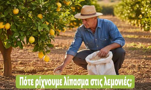πότε ρίχνουμε λίπασμα στις λεμονιές