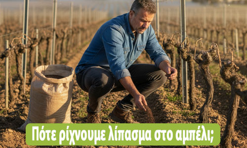 πότε ρίχνουμε λίπασμα στο αμπέλι